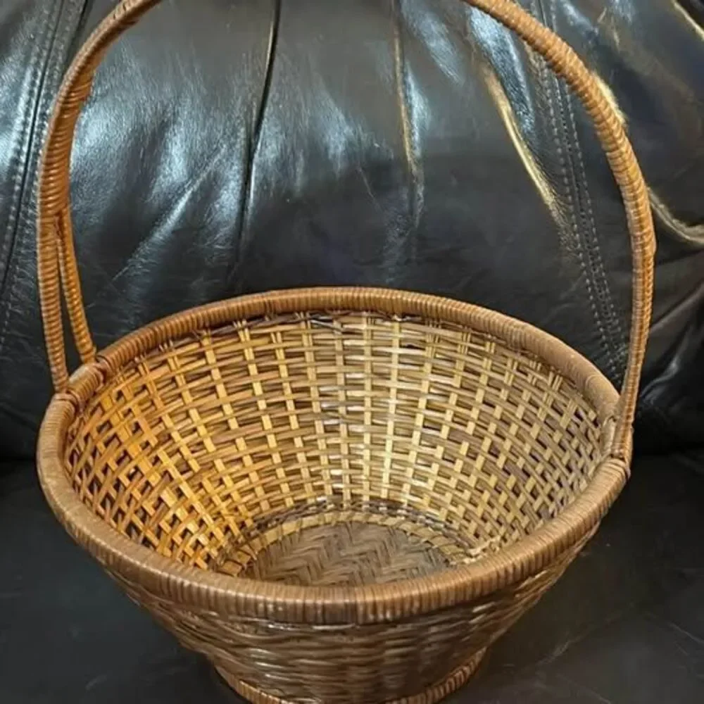 Vintage Woven Wicker Basket with Handle